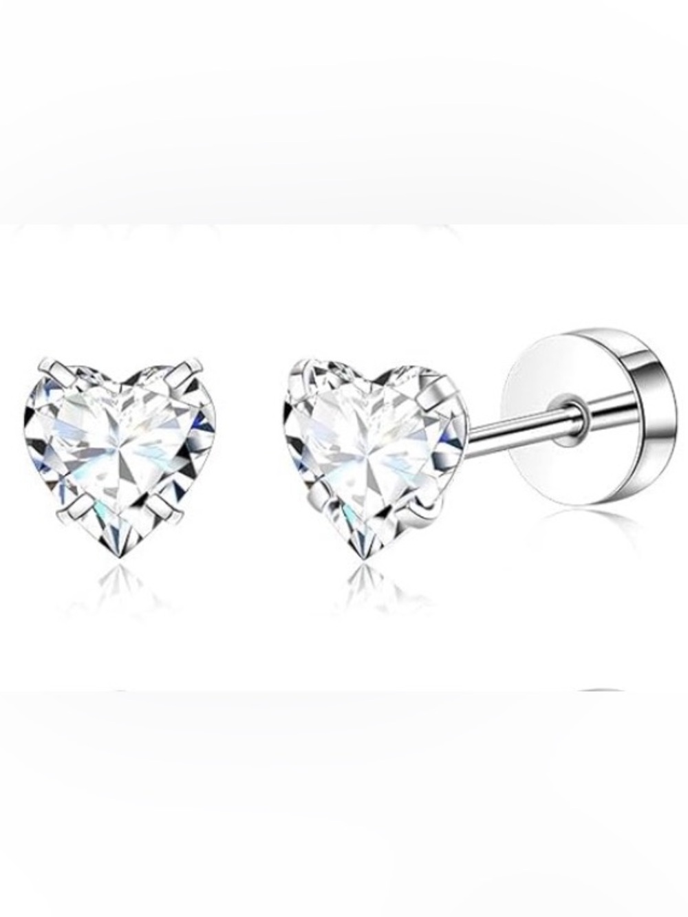 ⭐️FINAL PRICE #133 Stainless Steel Heart CZ Earrings and Pavé Huggie Hoop Set - Picture 3 of 5